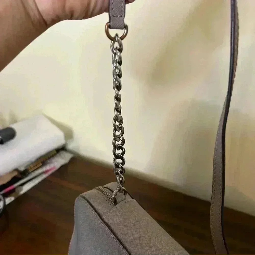 Michael Kors Jet Set Saffiano Leather Crossbody Bag Grey